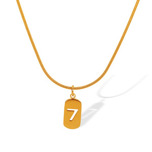 Collar de Cadena de Serpiente Dorada con Número 7 de la Suerte, Gargantilla Minimalista de Acero Inoxidable, Estilo Unisex para Parejas, Joyería de Regalo - Product Image 5
