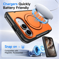 Étui de téléphone magnétique pliable de luxe à triple protection avec rotation à 360° °   Support rotatif pour anneau, couvercle de charnière antichoc pour iPhone Duo Cover