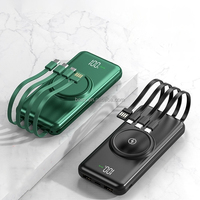 Vente flash, station d'alimentation portable sans fil intégrée avec câbles, chargeur rapide, batterie externe sans fil 10000mah