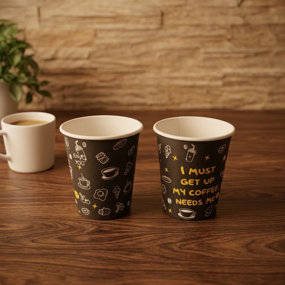 Happy Birthday Snacks 8 Oz Custom Logo Biodegradable Single Wall Paper Cups For Hot Coffee 3
