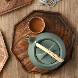 Solid Wood Octagonal <b>Trays</b> Acacia Wood Serving Platter For Hotel Coffee Tea Breakfast Fruit Snack Dish - Product Image 2