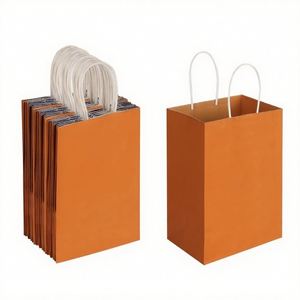 Bolsas de Regalo de Papel Kraft Natural Sin Blanquear de la Marca KM Eco Luxury con Asas de Papel Trenzado para Boutiques de Ropa y Tiendas de Regalos - Product Image 1