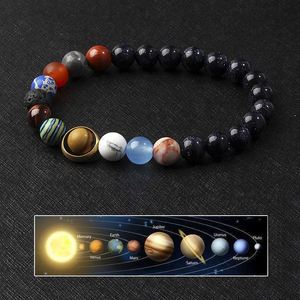 Galaxy Cosmique Huit Planètes Bracelet Plaqué Or Pierre Volcanique Perles Style Religieux Voie Lactée Étoile Bracelet pour Couples - Product Image 5