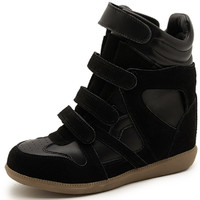 Chaussures montantes invisibles pour femme, nouvelle collection automne 2025, à bout velcro, sport décontracté, randonnée, en cuir synthétique et daim