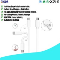 Kabel Pengisian Cepat Type-C ke Type-C PD dengan Pelindung Kepang dan Konduktor Tembaga Murni untuk Penggunaan Android & Komputer