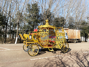 Chariot électrique sculpté doré en forme de citrouille, chariot de défilé touristique, chariot de visite sans chevaux, chariot électrique Cendrillon en forme de citrouille - Product Image 3