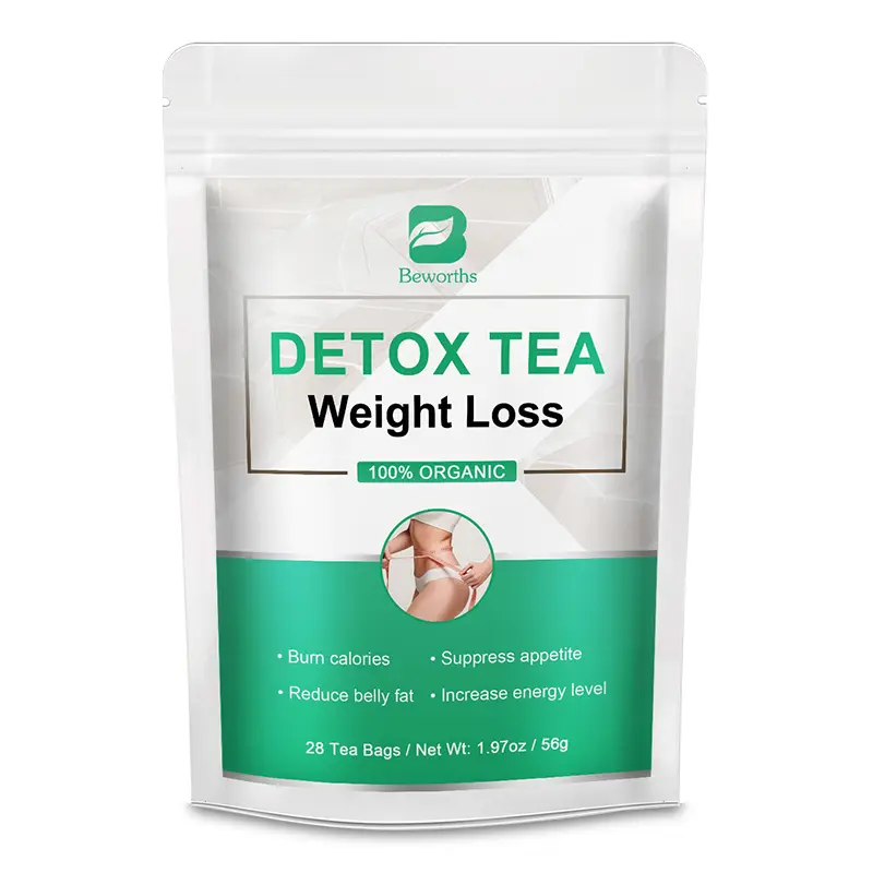 Beworths Private Label 100% Organic Herbal Tea 28 Days Burn Fat Weight Loss Detox Tea Bags