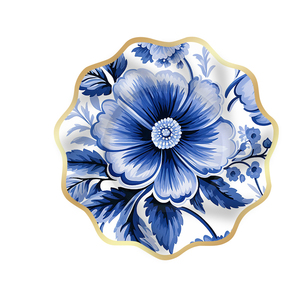 Juego de Vajilla Desechable DAMAI para Fiesta de Té, con Estampado de Flores Azules, Platos, Vasos y Servilletas de Papel - Product Image 4