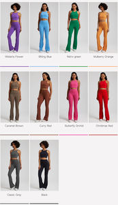 Set 2023 da palestra per <span class=keywords><strong>donna</strong></span> Activewear <span class=keywords><strong>Fitness</strong></span> 2 pezzi canotta reggiseno sportivo Flare leggings Set per allenamento <span class=keywords><strong>donna</strong></span> - Product Image 2