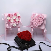 Boîte Cadeau Luxe Écologique Faite à la Main, Fleurs Éternelles, Roses Préservées, Boîte en Forme de Cœur pour Mariage - Vente Flash