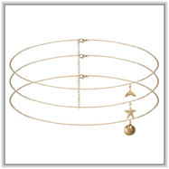 Cadena para el Vientre de Acero Inoxidable Chapada en Oro de 18K |   Cadena de Cintura Minimalista con Cuentas |   Cadena corporal ajustable para mujer - Product Image 5
