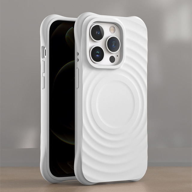 Popular Pure Color Water Ripple Design TPU Magnetic Phone Cover for IPhone18 Promax 17 16 15 14 13 12Protective Cover Phone Grip