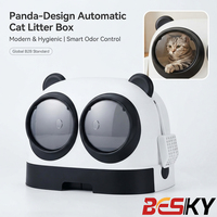 Litière pour chat fermée intelligente anti-odeurs avec tiroir de nettoyage, motif panda mignon, fournitures pour animaux de compagnie pour chats