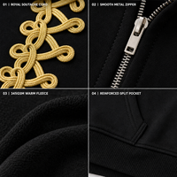 Sweat à capuche zippé personnalisé en polyester/coton avec broderie soufflet royale numérique, coupe ample, en molleton épais, style streetwear urbain