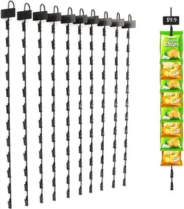 Supermarché suspendu en fil métallique en plastique pour pommes de terre avec clip en métal, présentoir pour croustilles