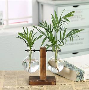Vase hydroponique moderne en bois avec cadre en verre transparent, <span class=keywords><strong>pot</strong></span> <span class=keywords><strong>de</strong></span> fleurs durable et écologique fait à la main pour table <span class=keywords><strong>de</strong></span> mariage - Product Image 2