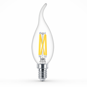 Ampoule LED Philips Master BA35 <span class=keywords><strong>E14</strong></span> 3,4W équivalent <span class=keywords><strong>40W</strong></span> DimTone Blanc Chaud Verre Transparent Pointe Courbée pour Lustre 929003013082 - Product Image 1