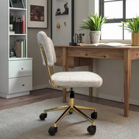 Chaise de bureau ergonomique moderne sans accoudoirs, pivotante, pour la maison, avec support lombaire bas, réglable en hauteur, en tissu, pour ordinateur