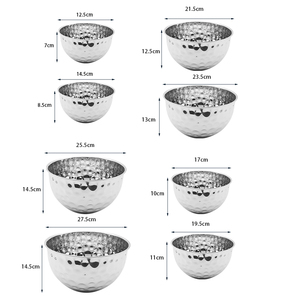 Bols gigognes en acier inoxydable martelé et poli, vaisselle de cuisine moderne de luxe écologique pour la maison, les restaurants et les bars - Product Image 2