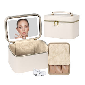 Petite trousse de maquillage OBOX version coréenne avec miroir LED, luminosité réglable pour les adolescentes, voyage de shopping - Product Image 3