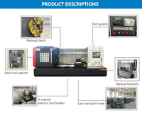 Torno CNC Horizontal de Bancada Plana CK61100 con Control GSK, Trifásico 380V, Diámetro Máximo 1000mm, para Mecanizado de Metales