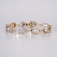 Bracelet en diamant de culture, plaqué or massif 14 carats, tons jaune/blanc/rose, bijoux de luxe pour femmes, coupe brillante, fantaisie, IGI