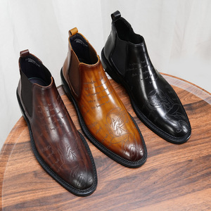 Nouvelles Chaussures Habillées pour Hommes en Cuir Véritable à Bout Carré, Creuses, Tendance Coréenne, Décontractées et Habillées, à Lacets, Antidérapantes, Automne - Product Image 6