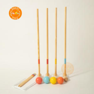 Juego de <span class=keywords><strong>croquet</strong></span> de madera con logotipo personalizado para niños, juguetes educativos para juegos de jardín, césped y patio trasero - Product Image 3