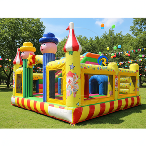 Château gonflable de cirque vibrant avec des tours de personnages joyeux et une décoration étoilée pour <span class=keywords><strong>les</strong></span> enfants, événements de fête en intérieur et en extérieur - Product Image 2