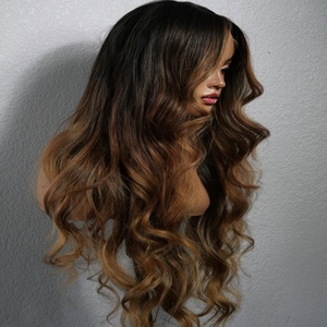 Ombre Highlight Body Wave perruque de cheveux humains 26 pouces HD Lace Front perruques sans colle pour les femmes Look naturel pleine densité tendance - Product Image 3