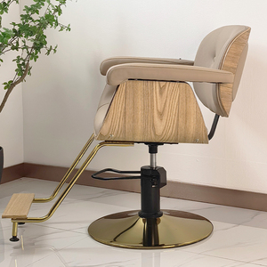 Chaise de barbier pivotante à fond rond avec cadre en bois au design élégant, couleur claire, chaises de <span class=keywords><strong>coiffure</strong></span> pour barbier - Product Image 3