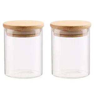 Groothandel Glazen Pot Met Bamboe Deksel Voor Fruit Koffie Thee Honingpot Voedsel Opslag Fles Pot Glazen Opslagcontainers Met Deksels