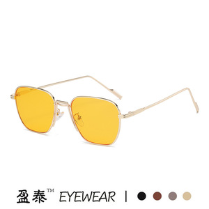 Yingtai Eyewear Metal <b>Square</b> <b>Sunglasses</b> Gold Frame UV400 Protection Unisex Fashion Style - Product Image 3