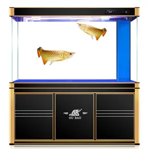 3MLarge fish tank glass aquarium living room dragon fish tank 1.2m 1.5m 4m 5M aluminum alloy bottom cabinet bottom filter