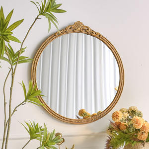 Miroir mural décoratif de grande taille en bois, de forme ovale, couleur or, style rustique et écologique pour le salon - Product Image 2