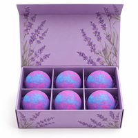 Ensemble de bombes de bain effervescentes artisanales à la lavande, 6 pièces, 60g, hydratantes, relaxantes, aromatiques, label OEM