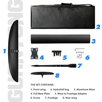 Set de Hydrofoil GY 1050: Ala Delantera, Mástil, Ala Trasera de Carbono, Alto Rendimiento, Viento Ligero, Deportes Acuáticos, Negro, 1460 cm², SUP Multiusos