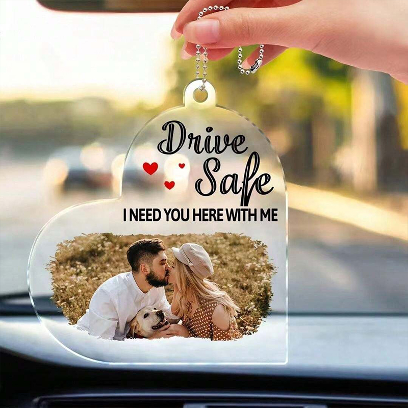 NEWNORTH Personalized Photo Car Ornament Arylic Personalized Customized Text Photo Car Rearview Mirror Hanging Gift for Couple · image 6