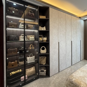 เฟอร์นิเจอร์ห้องนอนแบบมินิมอลและหรูหราจาก <span class=keywords><strong>Ihome</strong></span> ตู้เสื้อผ้าแบบวอล์คอินทำจากไม้ - Product Image 2