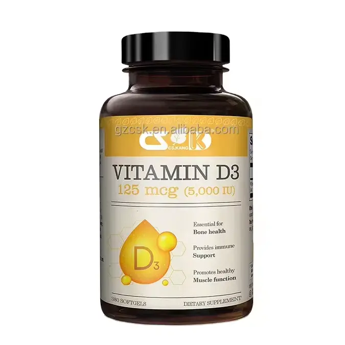 High Purity Vitamin D3 5000iu Softgels Capsules OEM Label Immune System Boost GMP Factory Supply Private Label