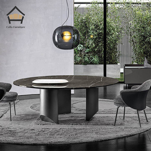 <span class=keywords><strong>Table</strong></span> à manger en pierre frittée de style nordique moderne de luxe, plateau en marbre, tables rectangulaires et rondes haut de gamme pour la maison, meubles de restaurant - Product Image 4