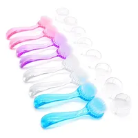 Nouvelle brosse à ongles en plastique douce pour éliminer la poussière, brosses de maquillage, nettoyage de la poussière, tête ronde, nettoyage de la poudre avec capuchon, pédicure