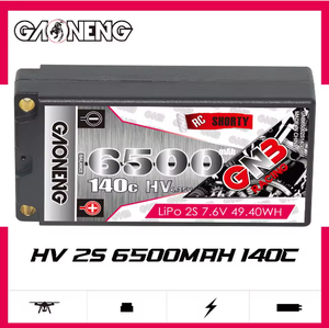 Batterie LiPo RC GNB GAONENG 6500MAH 2S HV 7.6V 140C <span class=keywords><strong>Shorty</strong></span> Pack 5.0mm Bullet Hard Case pour voitures de course RC à l'échelle 1:10 1:12 LiHV - Product Image 2