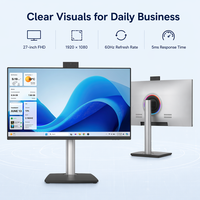 Ordinateur tout-en-un 27 pouces FHD avec écran IPS, PC de bureau monobloc avec rétroéclairage RVB et webcam pour le bureau professionnel