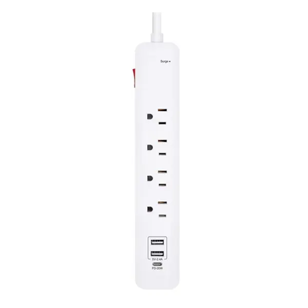 4-Outlet Extension Socket for Canada & USA with 2 USB and 1 Type C 15A Rated Current 125V Rated Voltage