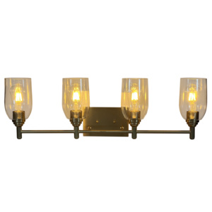 Lámpara de Pared de Diseño Occidental de Lujo con Acabado Dorado Moderno de 4 Litros, con Cristal Transparente Alargado y Fuente de Luz con <span class=keywords><strong>Bombilla</strong></span> E26 - Product Image 1