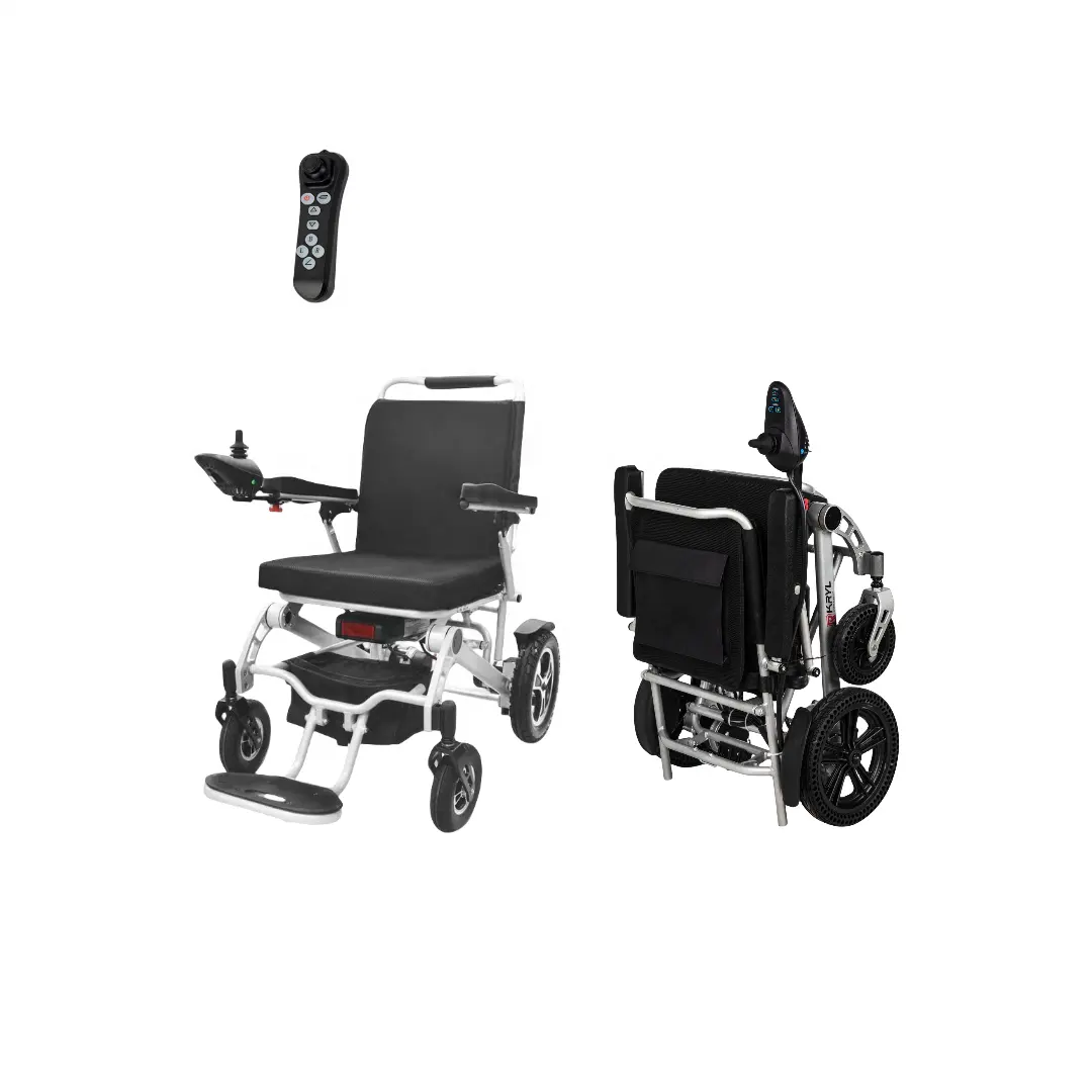 2023 KRYL CE ISO kursi roda listrik lipat, kursi roda aluminium ringan Harga kursi roda listrik untuk cacat