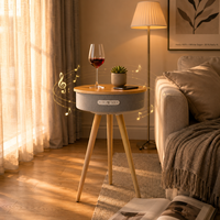 Table basse avec chargeur sans fil, haut-parleur Bluetooth, système audio domestique pour salon