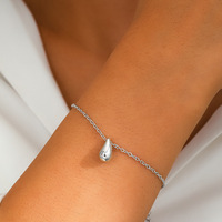 Bracelet simple et polyvalent avec pendentif goutte d'eau, bijoux en acier inoxydable doré de luxe léger, bracelet pour femmes