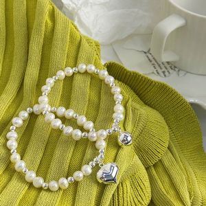 Heart Shape Freshwater Pearl Bracelet S925 Sterling <b>Silver</b> Women's <b>Beaded</b> Jewelry Everyday Wear - Product Image 2